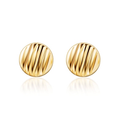 14K Gold Lined Button Disc Small Stud Earrings