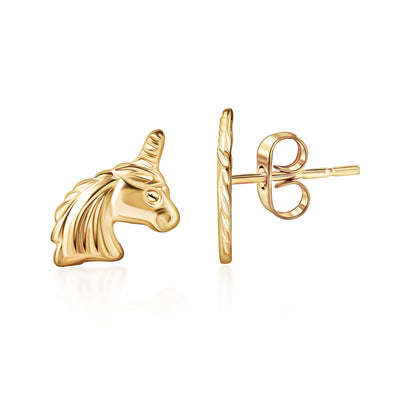 14K Gold Unicorn Small Stud Earrings