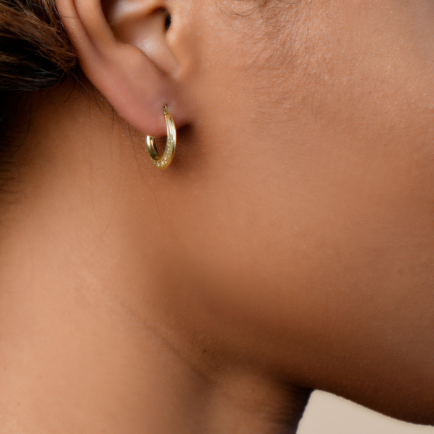 14K Gold Greek Key Hoop Earrings