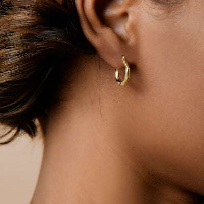 14K GOLD DC Hexegonal Hoop Earrings