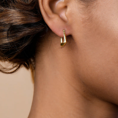 14K GOLD SQUARE HOOP  EARRINGS