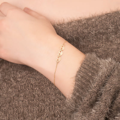 14K Gold Triple Heart Bracelet