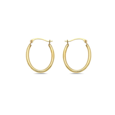 14K Gold Oval Hoop Earrings