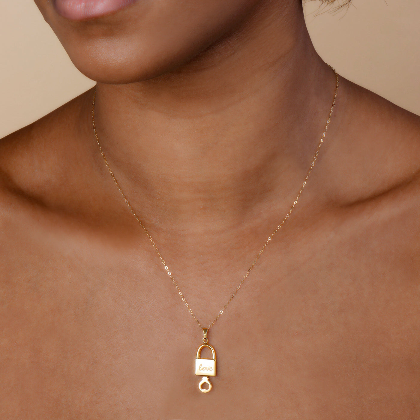 14K GOLD LOVE LOCKDOWN PENDANT