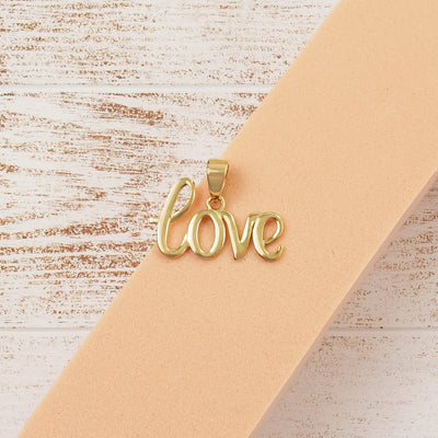 14K Gold Polished Love Script Dainty Pendant