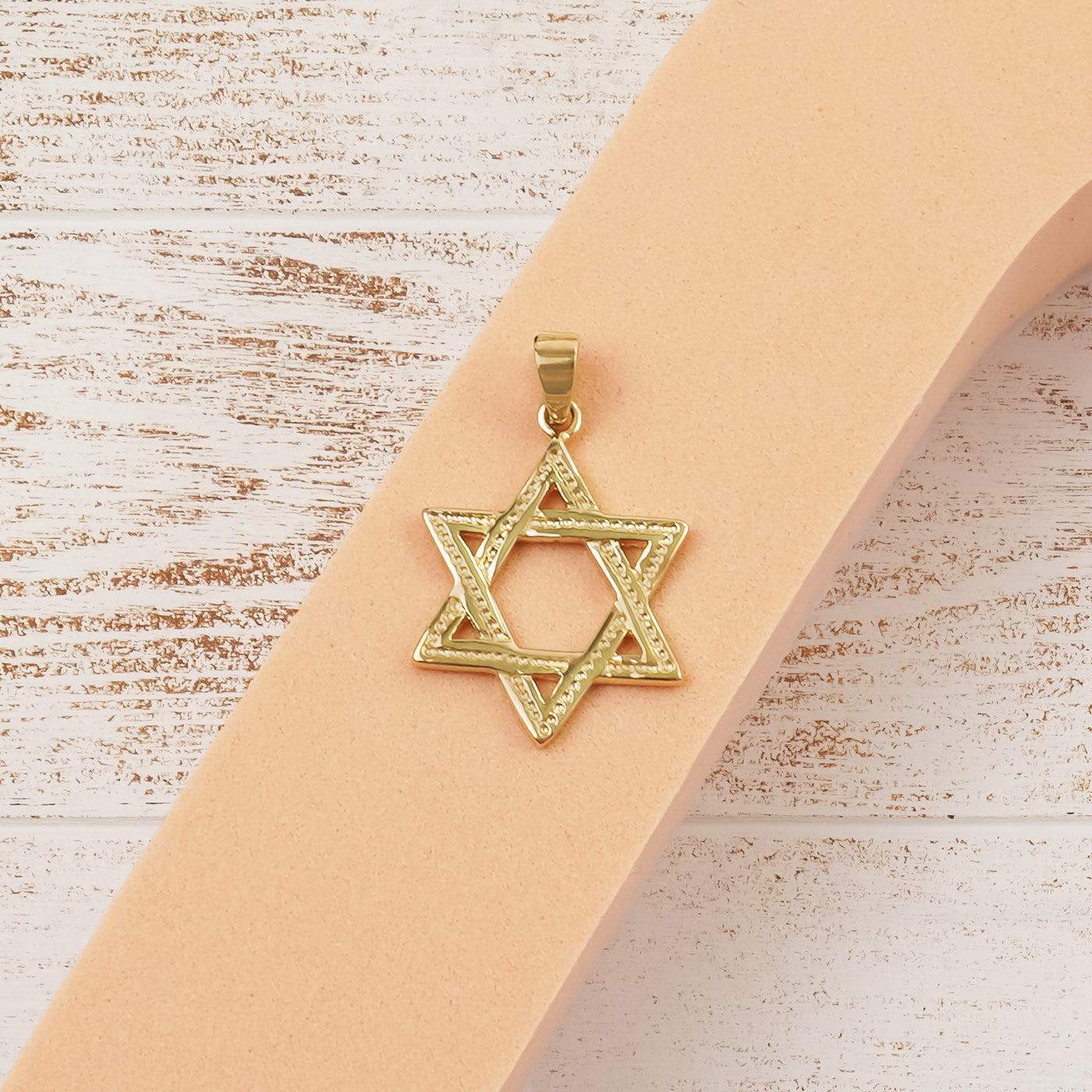 14K Gold Star of David Hexagram Pendant