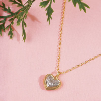 14K Gold Two Toned Diamond Cut Heart Pendant