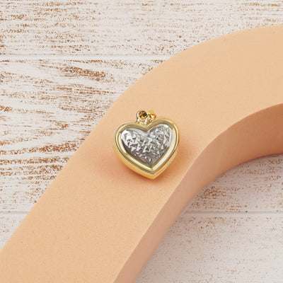 14K Gold Two Toned Diamond Cut Heart Pendant