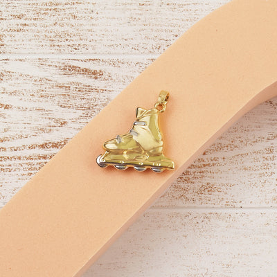 14K Two Toned Gold Roller Skate pendant