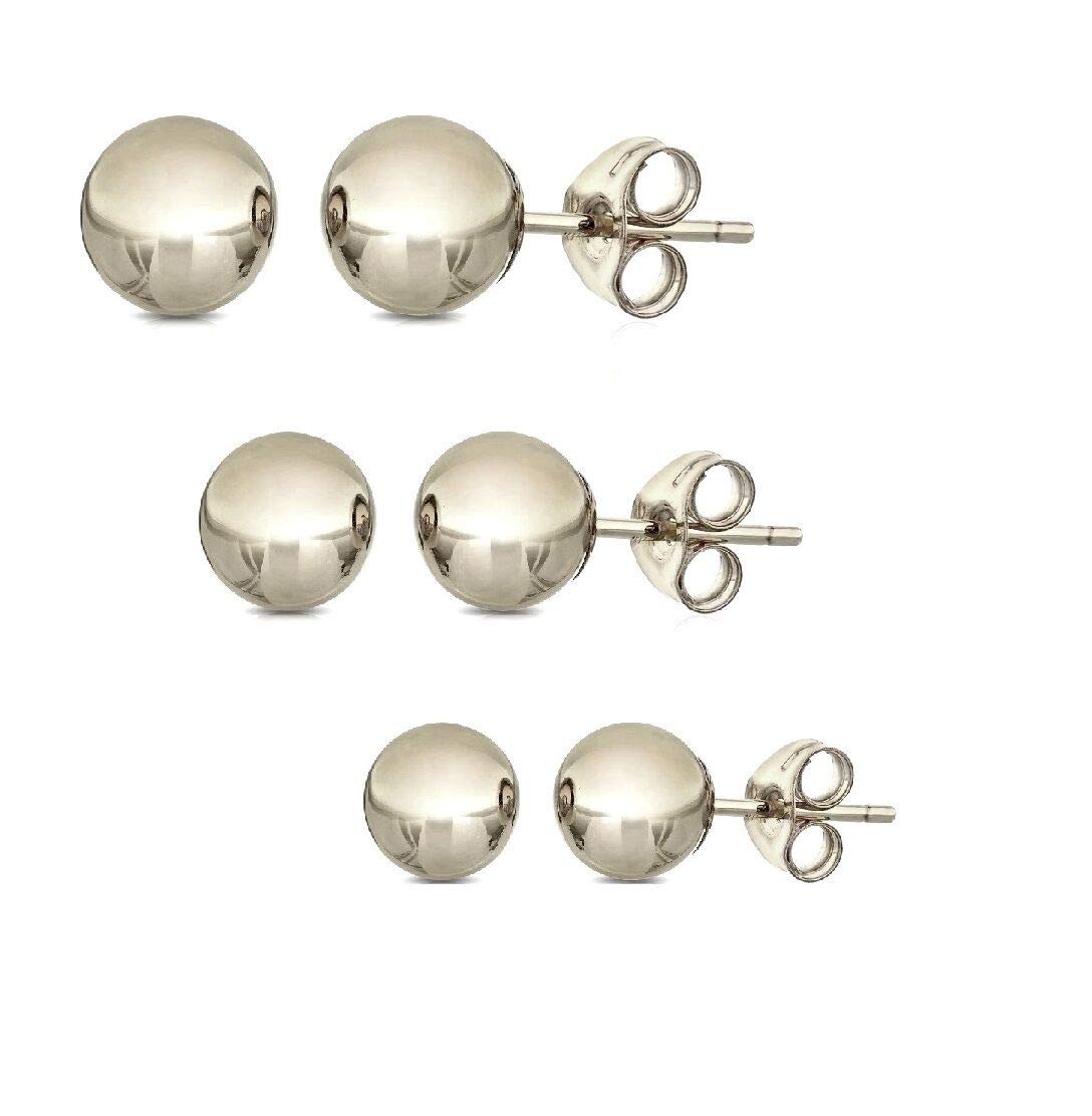 14K GOLD BALL STUD EARRINGS (3-PAIR-PACK)