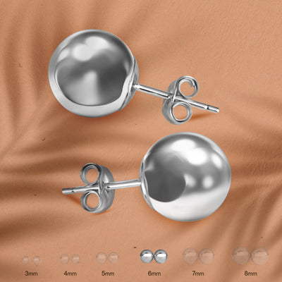 14K WHITE GOLD BALL STUDS