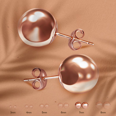 14K ROSE GOLD BALL STUDS