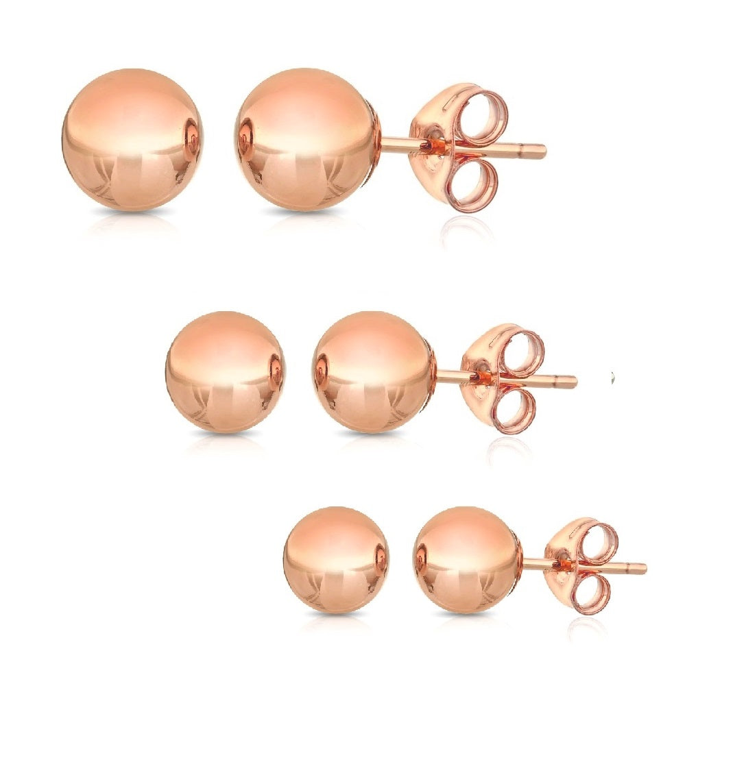 14K GOLD BALL STUD EARRINGS (3-PAIR-PACK)