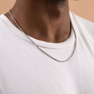 MENS 14K Gold Round Box Chain Necklace