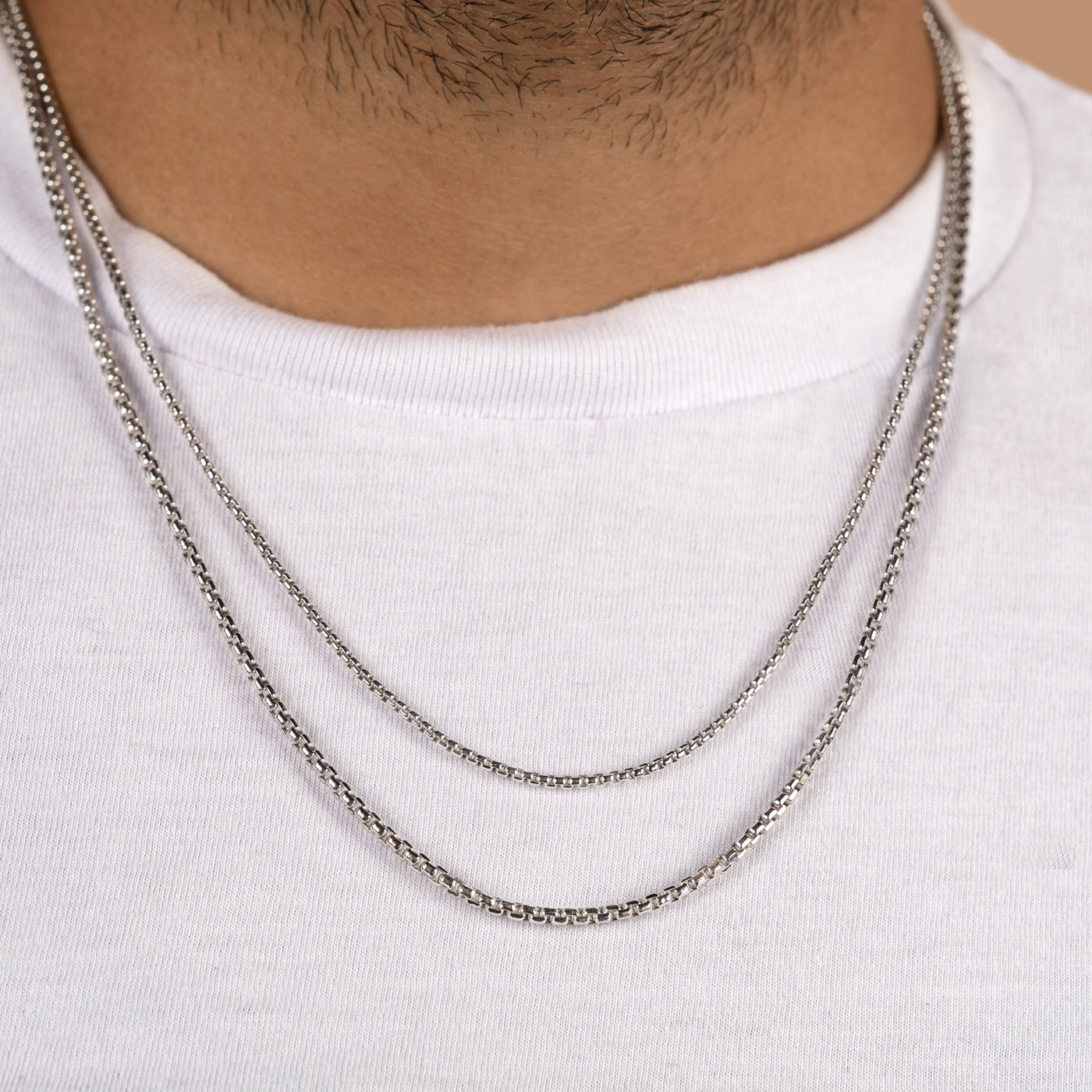 MENS 14K Gold Round Box Chain Necklace