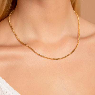 MENS 14K Gold Round Box Chain Necklace