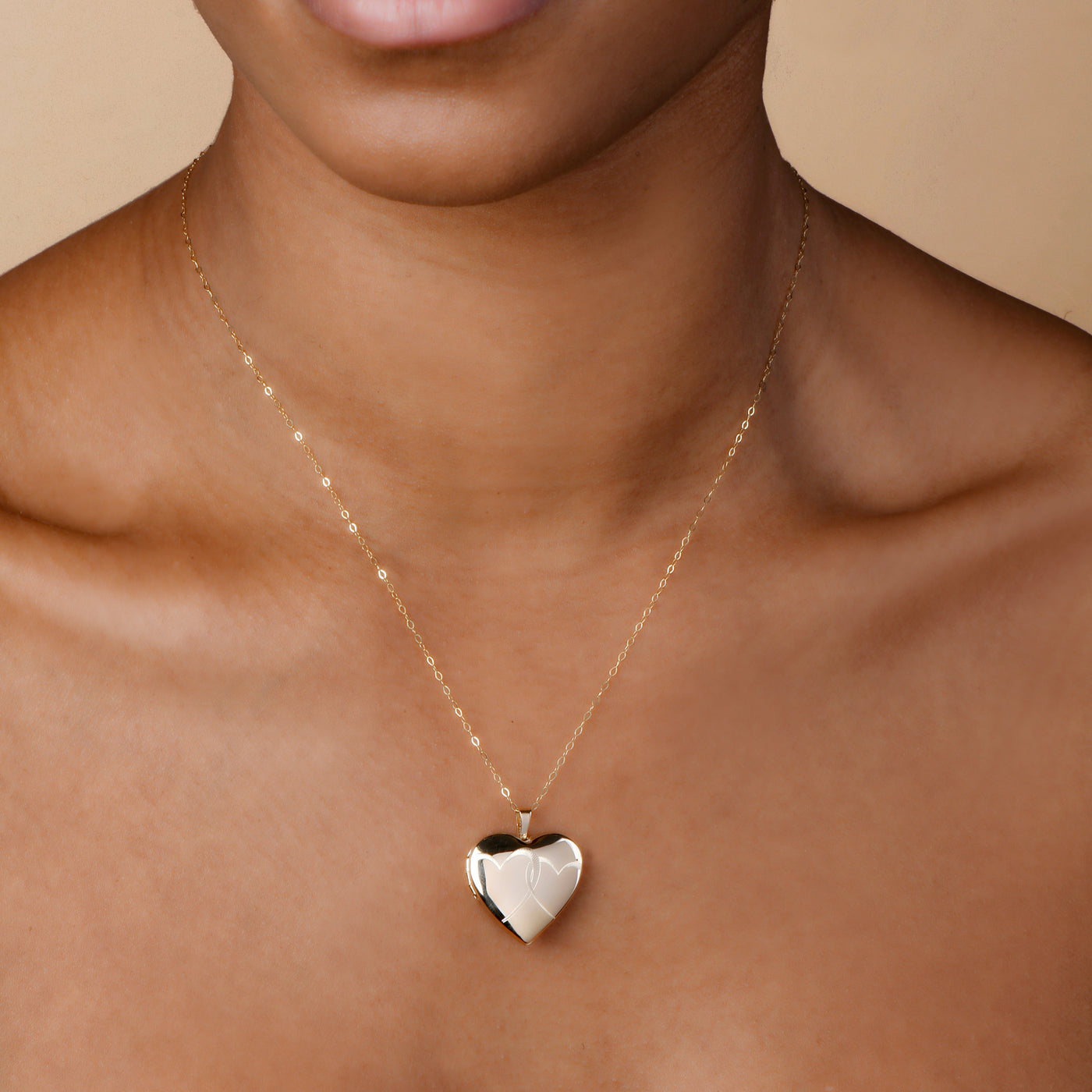 14K GOLD HEART LOCKET DOUBLE HEART