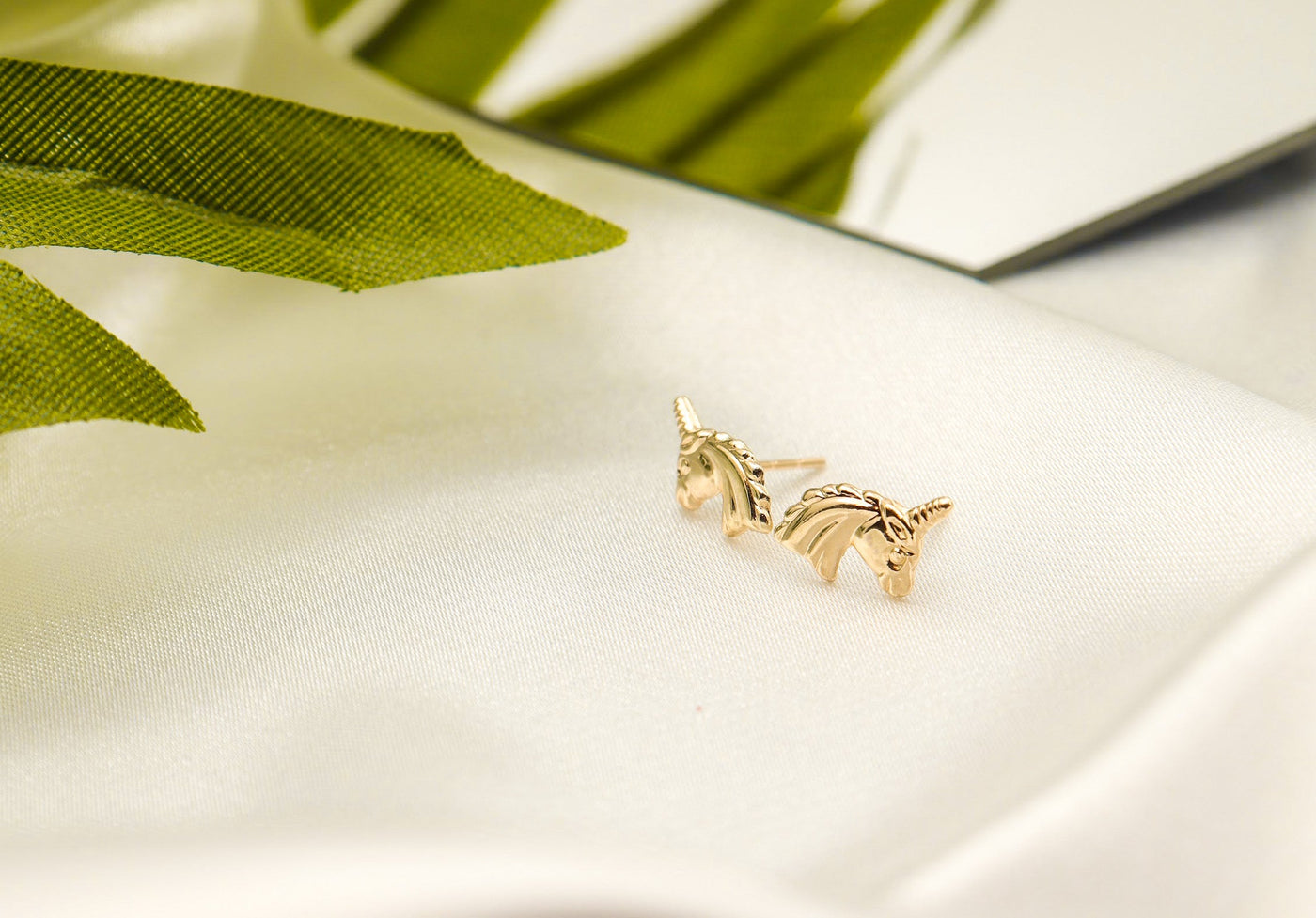 14K Gold Unicorn Small Stud Earrings