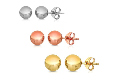 14K GOLD BALL STUD EARRINGS (3-PAIR-PACK)