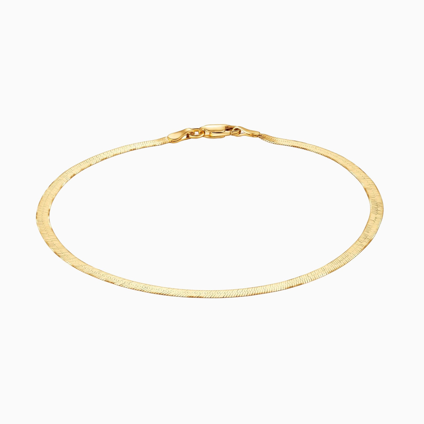 18K Gold Over Sterling Silver Italian 3MM Magic Herringbone Dainty Chain Bracelet