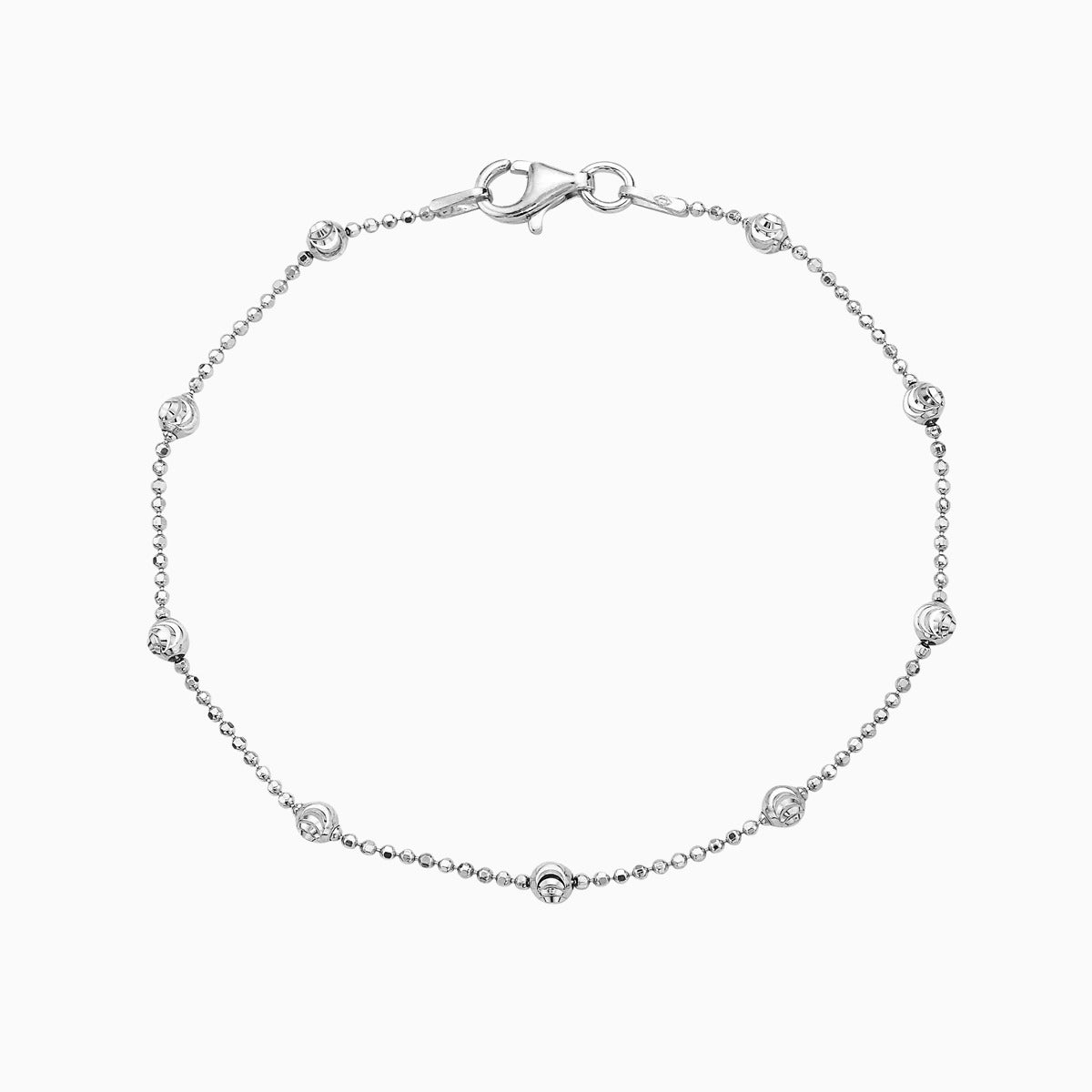 SILVER DIAMOND CUT BEAD + MOONCUT  BRACELET