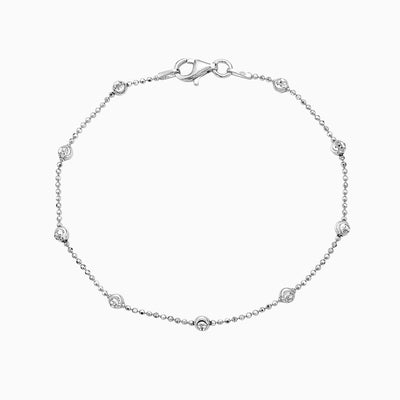 SILVER DIAMOND CUT BEAD + MOONCUT  BRACELET