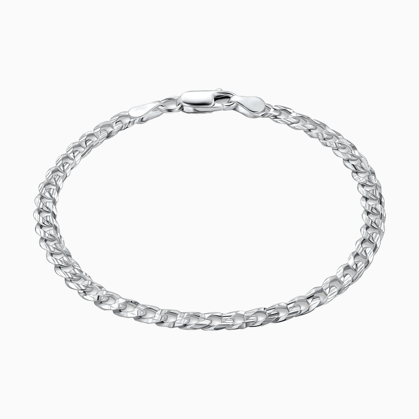 Sterling Silver Italian 4MM or 5MM Italian Solid Cuban Link Curb Chain Bracelet