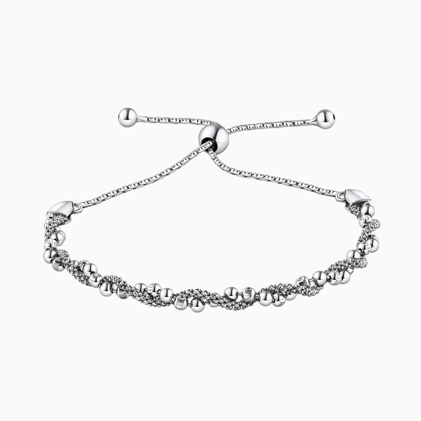 Silver DC Ball Twisted Coreana Adjustable Bracelet