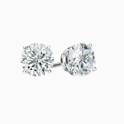 Silver Round Diamond Studs