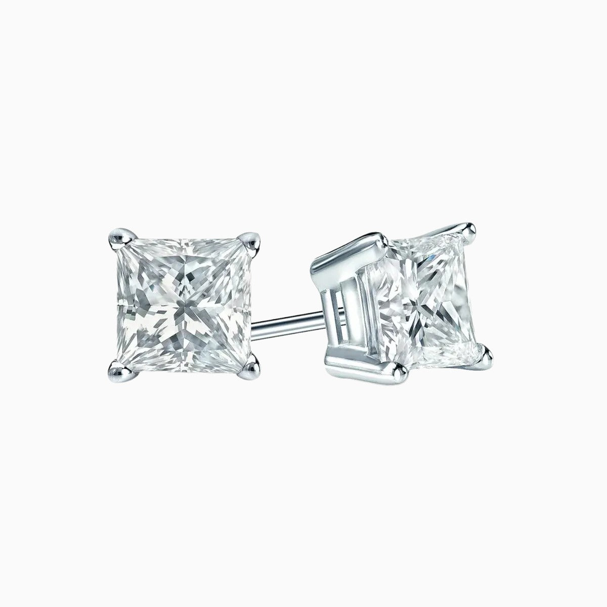 Silver Square Diamond Studs