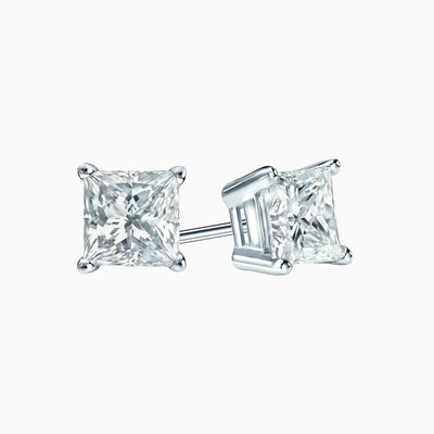 Silver Square Diamond Studs