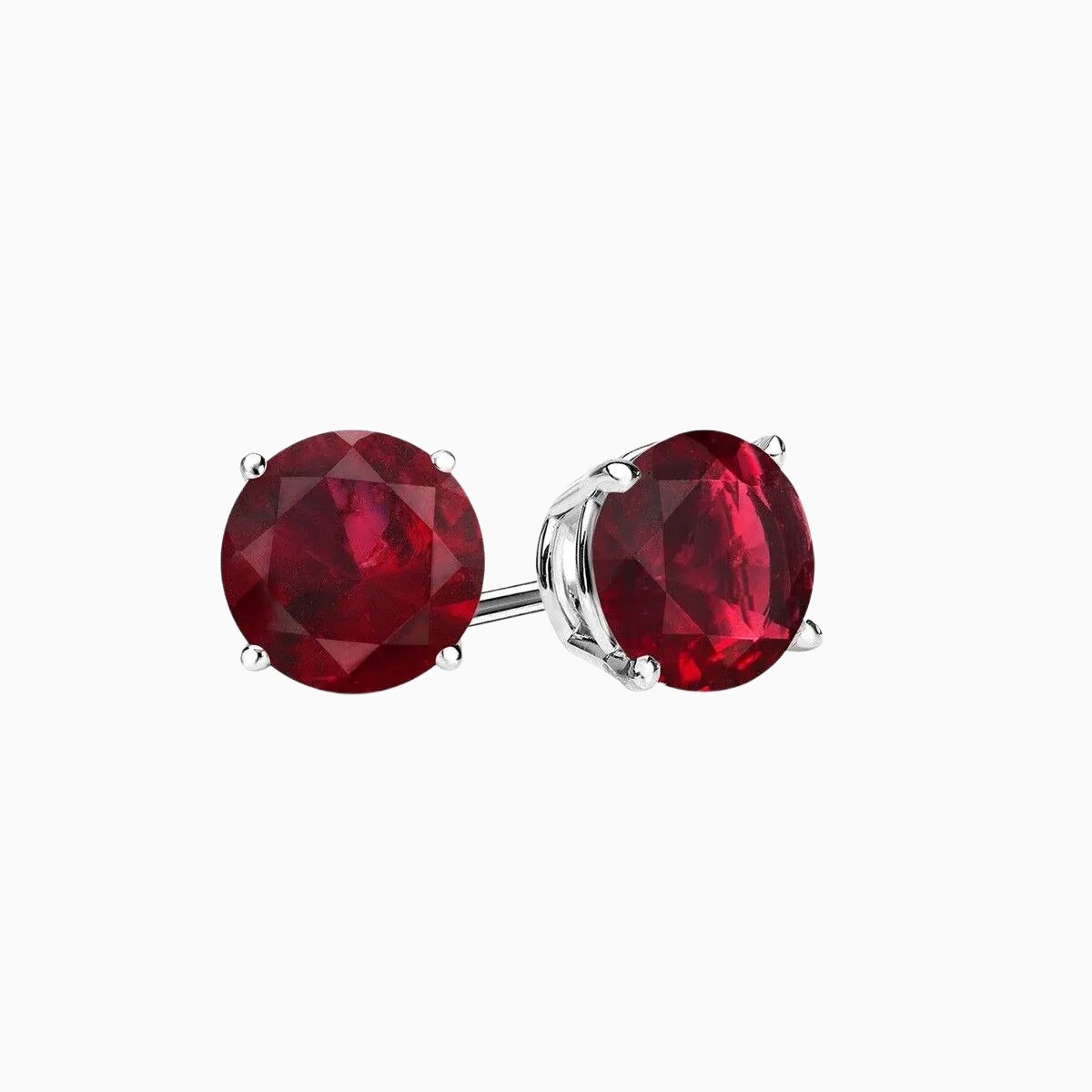 Silver Ruby Stud Earrings