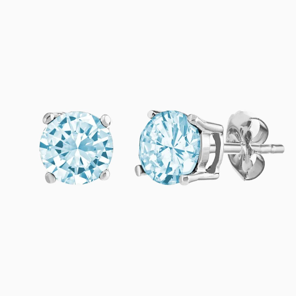 Silver Blue Topaz Stud Earrings