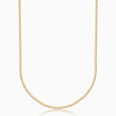 Men's Thin 14K Gold Curb Chain Necklace