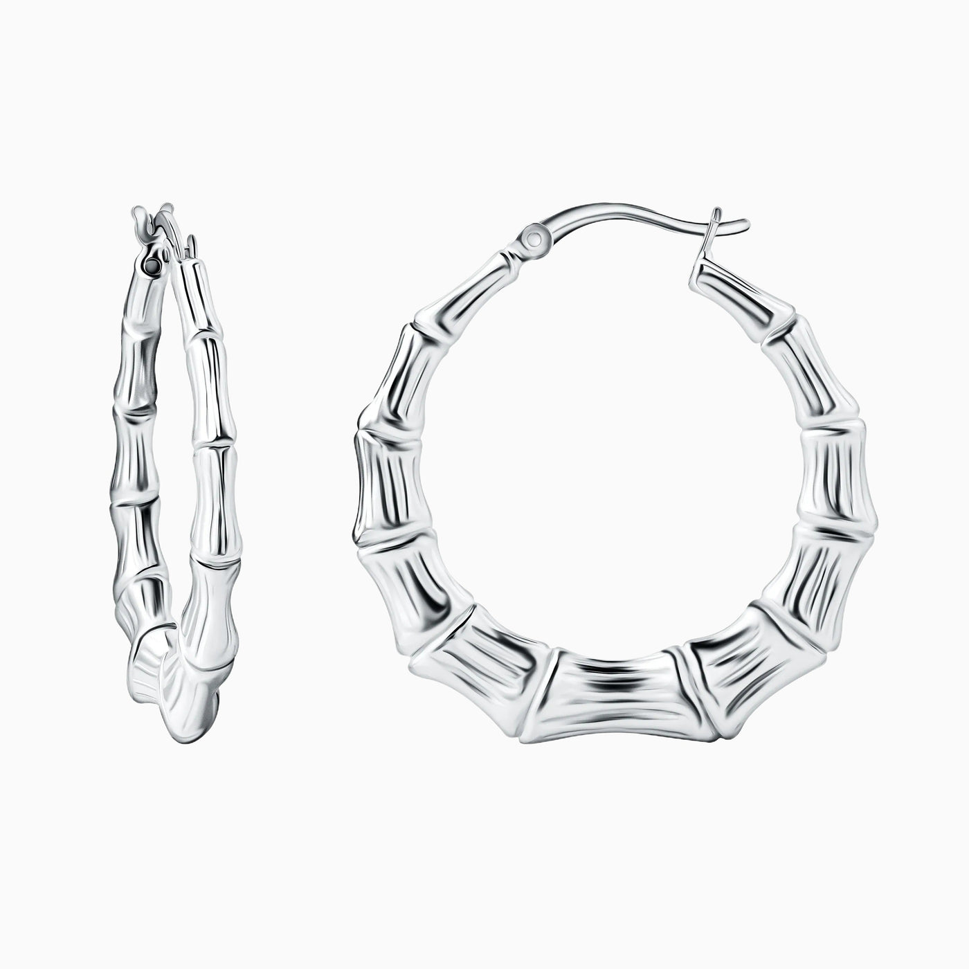 Sterling Silver Bamboo Hoop Earrings