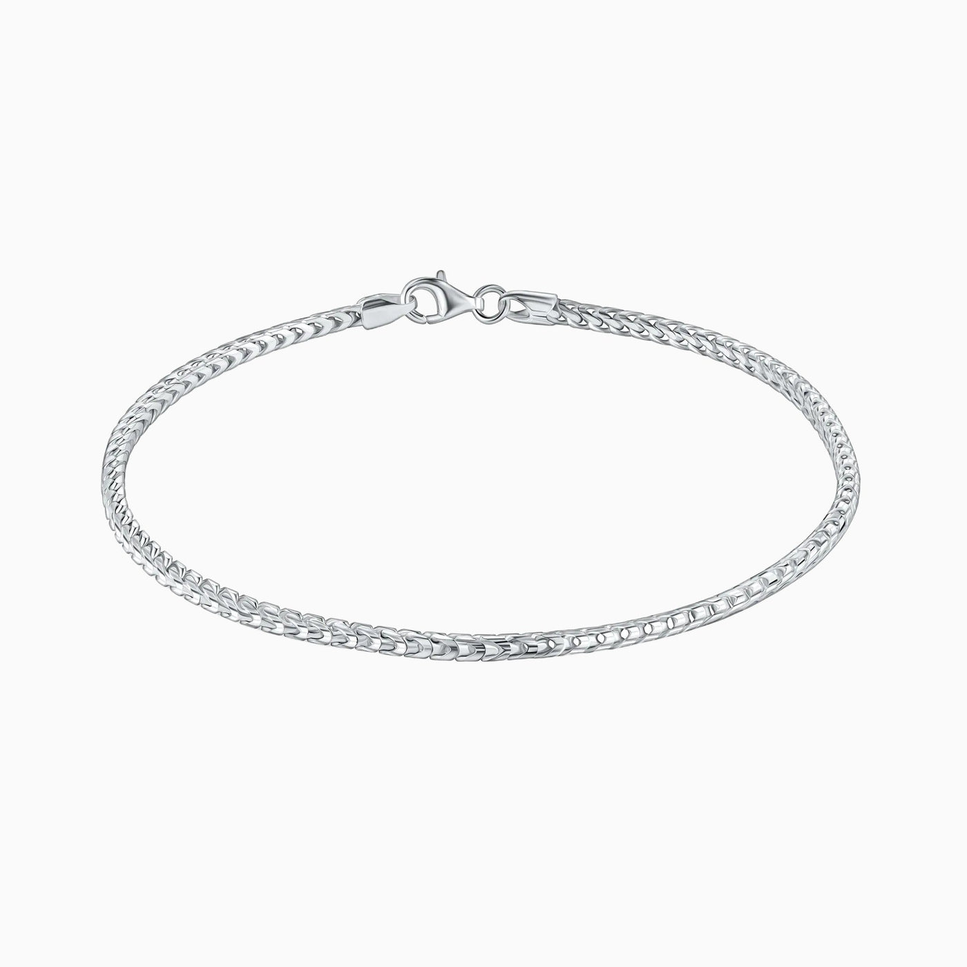 Silver Square Box Franco Chain Anklet