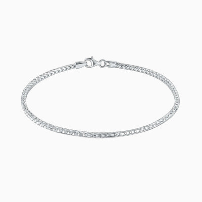 Silver Square Box Franco Chain Anklet