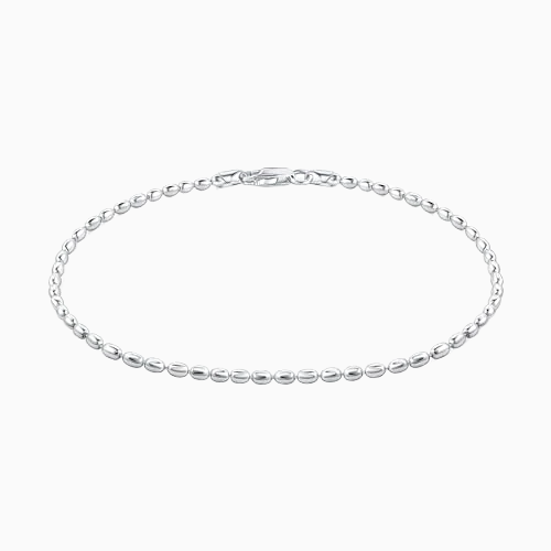 Sterling Silver 2.5MM Oval Bead Ball Chain Anklet