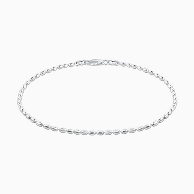 Sterling Silver 2.5MM Oval Bead Ball Chain Anklet