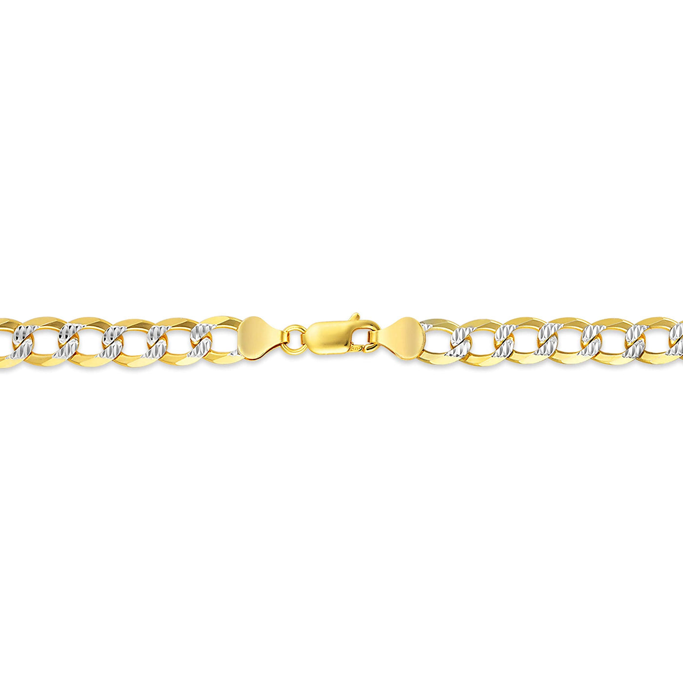 Gold over Sterling Silver Two Tone Diamond Cut Cuban Chains