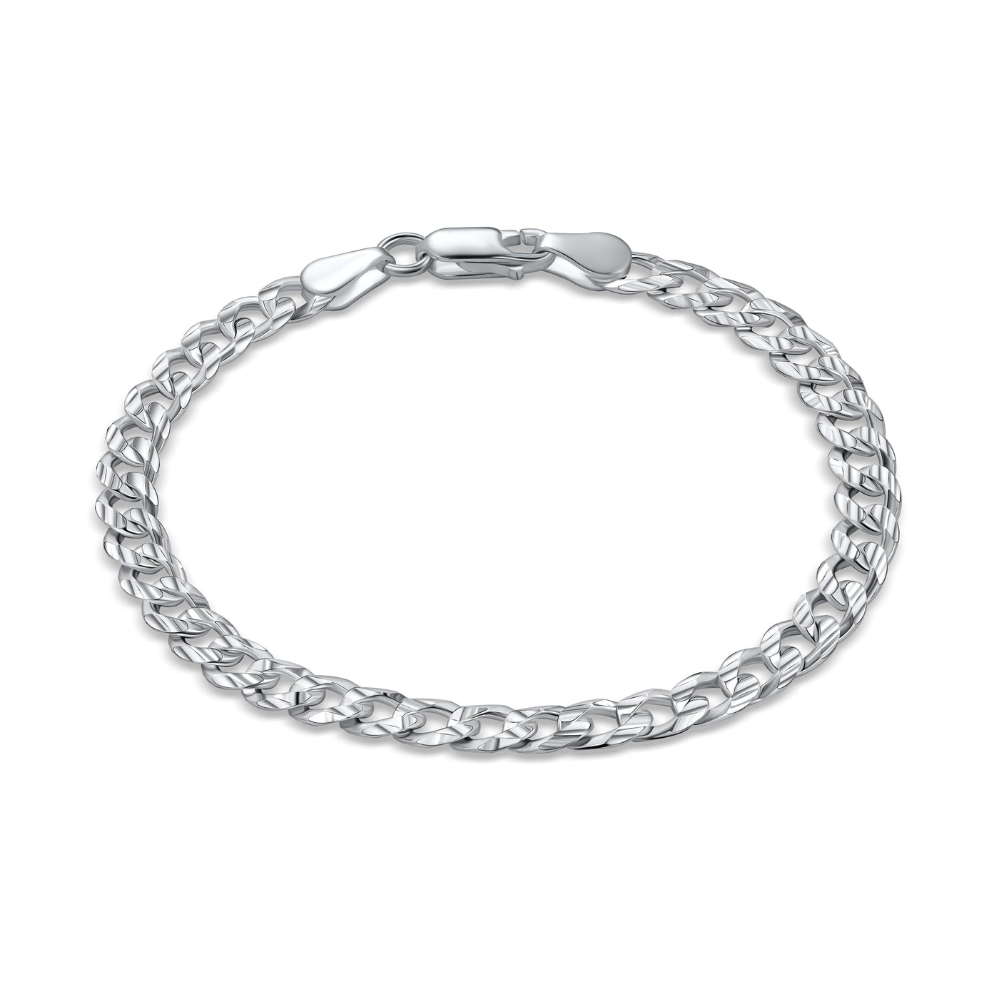 Sterling Silver Italian 4MM or 5MM Italian Solid Cuban Link Curb Chain Bracelet