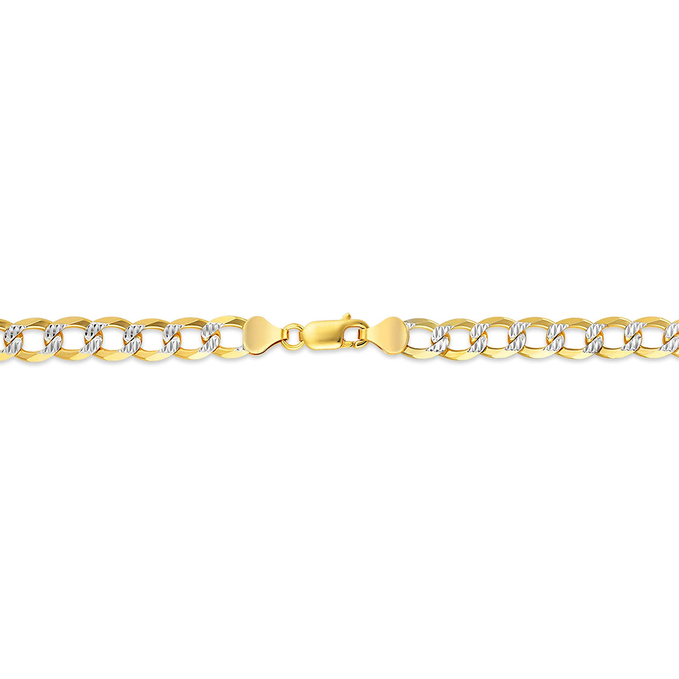 Gold over Sterling Silver Two Tone Diamond Cut Cuban Chains