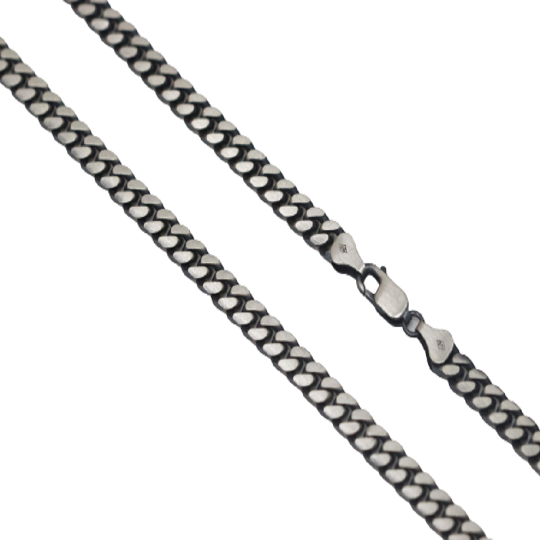 Sterling Silver Gunmetal Cuban Chain