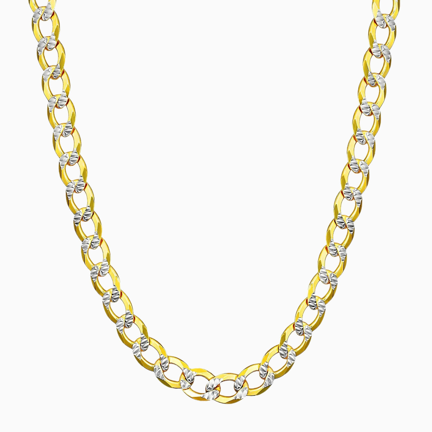 Gold over Sterling Silver Two Tone Diamond Cut Cuban Chains