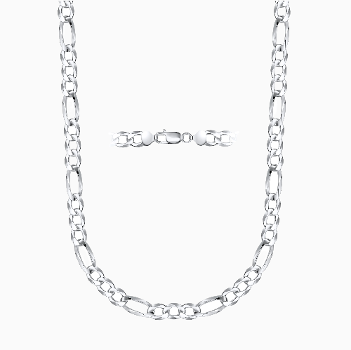 Silver 8.5MM Figaro Chain Necklace