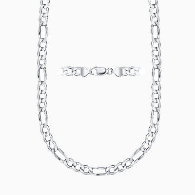 Silver 7.5MM Figaro Chain Necklace