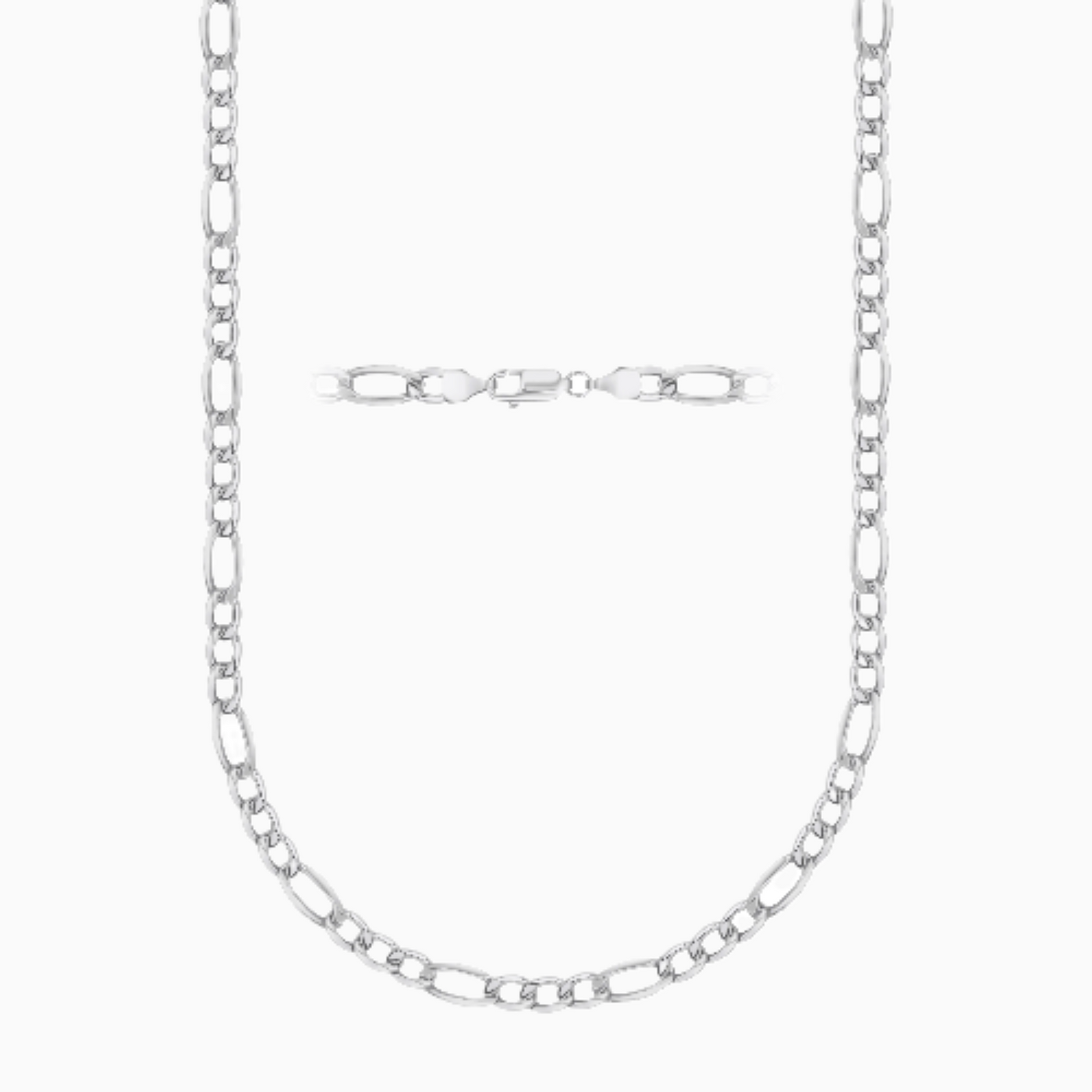 Silver 4MM Figaro Chain Necklace