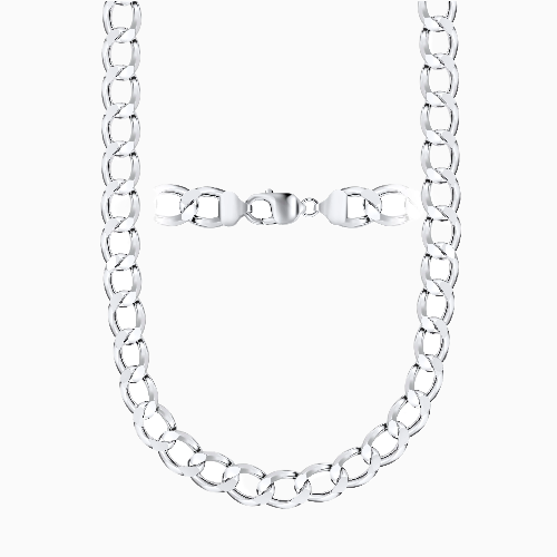 Silver 12MM Curb Chain Necklace