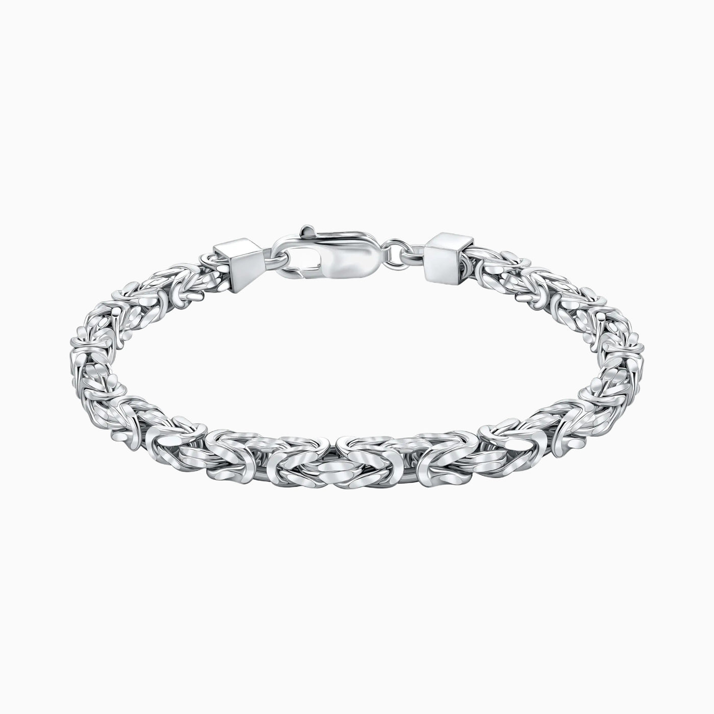 Sterling Silver 5mm Solid Square Byzantine Bracelet for Men - Handmade in Italy