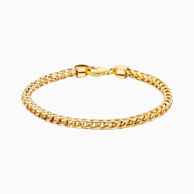 18K Gold over Sterling Silver Italian Solid 3.5mm Square Box Link Franco Chain Bracelet